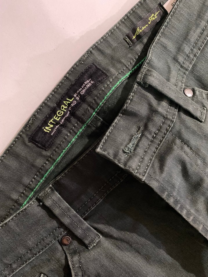 Düğmeli Yeşil Erkek Pantolon - Görsel 3