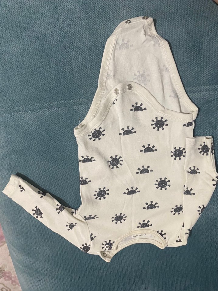 Gri Baskılı Uzun Kollu Bebek Body - Görsel 2