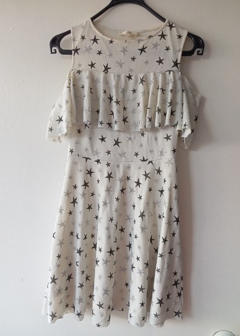 Gri Yıldız Desenli kız çocuk Elbisesi - Görsel 4