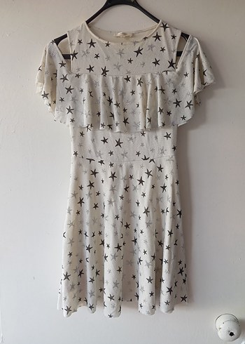 Gri Yıldız Desenli kız çocuk Elbisesi - Görsel 5