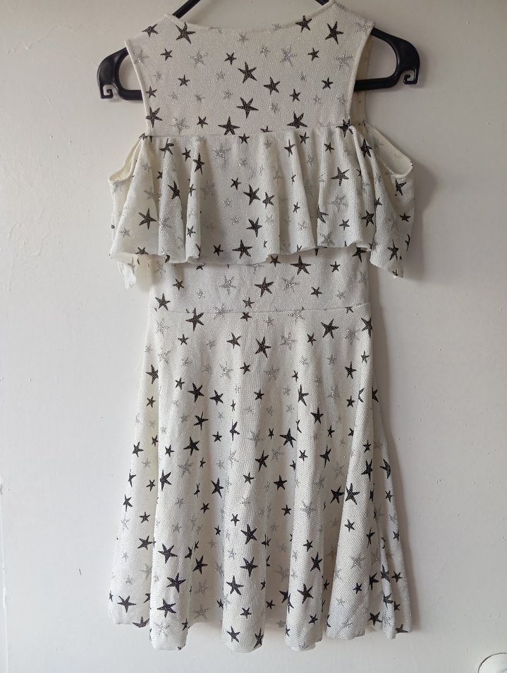 Gri Yıldız Desenli kız çocuk Elbisesi - Görsel 3