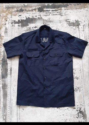 Erkek Lacivert Kısa Kollu Jandarma Baskılı Gömlek - Görsel 2