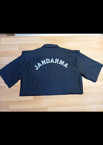 Erkek Lacivert Kısa Kollu Jandarma Baskılı Gömlek - Görsel 4