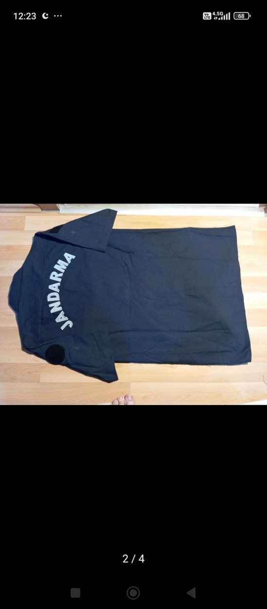 Erkek Lacivert Kısa Kollu Jandarma Baskılı Gömlek - Görsel 3