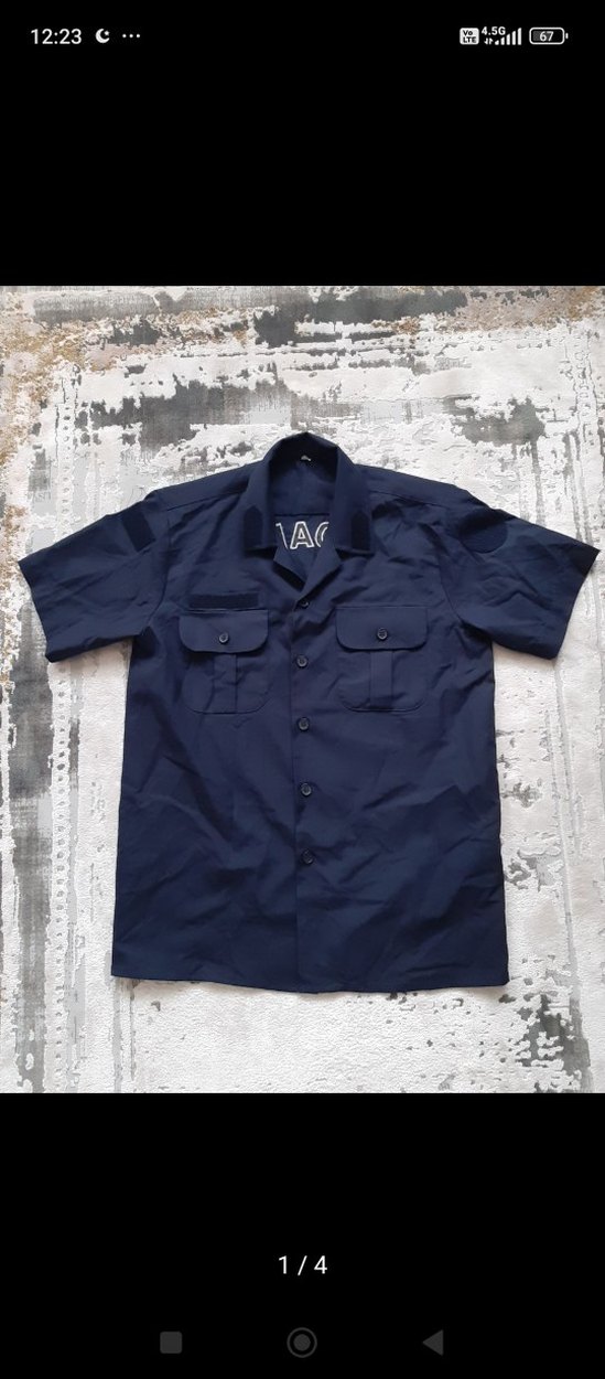Erkek Lacivert Kısa Kollu Jandarma Baskılı Gömlek - Görsel 2