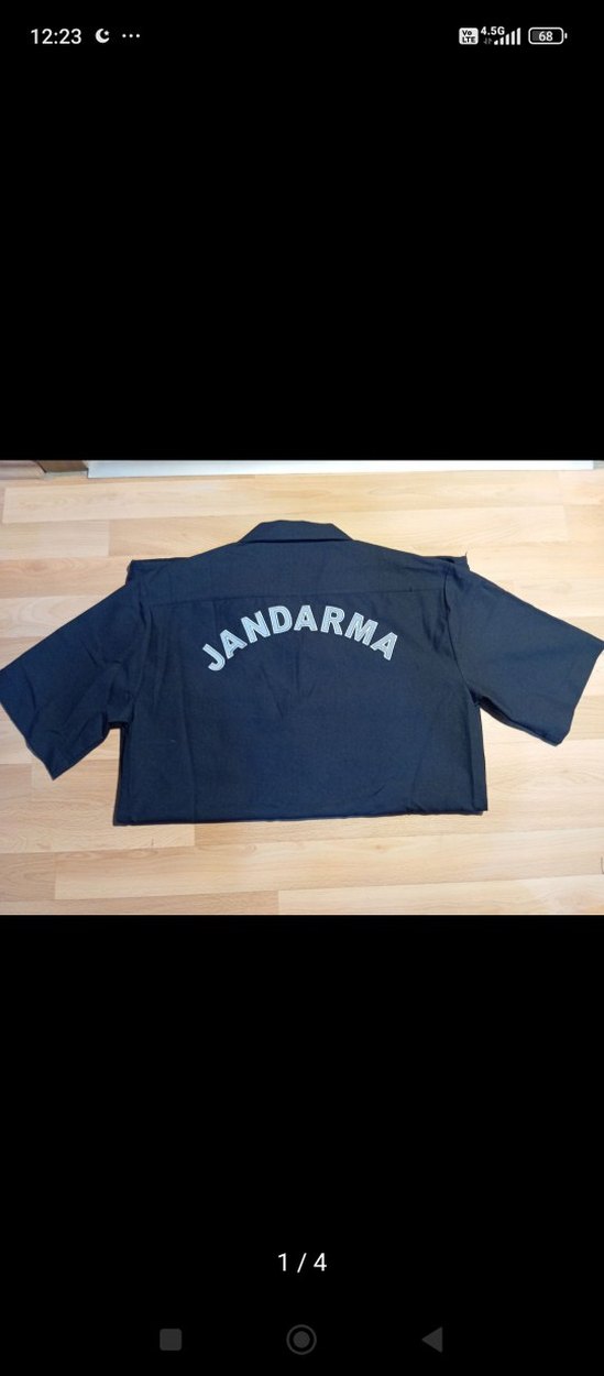 Erkek Lacivert Kısa Kollu Jandarma Baskılı Gömlek - Görsel 4