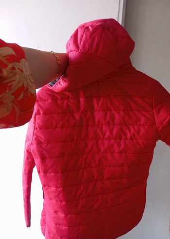 Kırmızı Kadın Kapitone Fermuarlı Ceket - Görsel 3