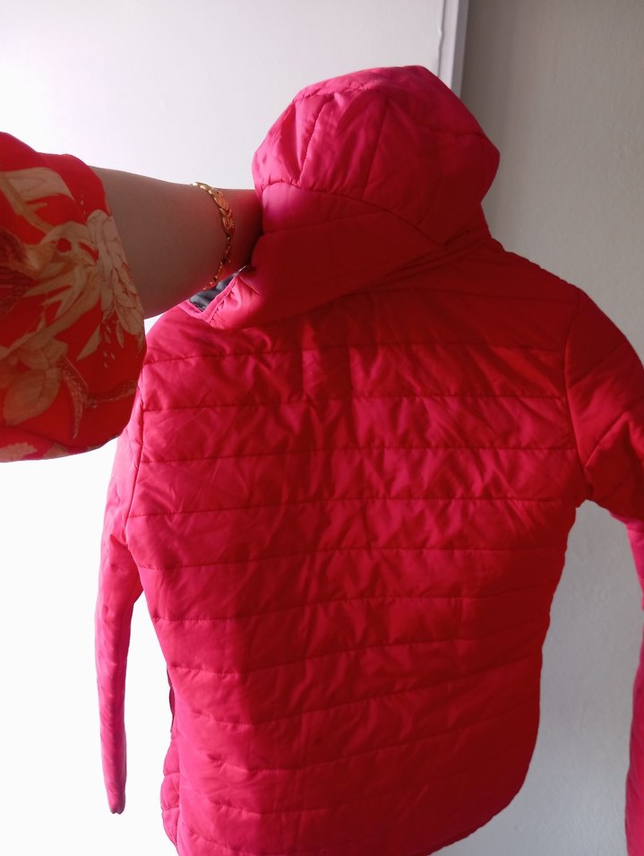 Kırmızı Kadın Kapitone Fermuarlı Ceket - Görsel 3