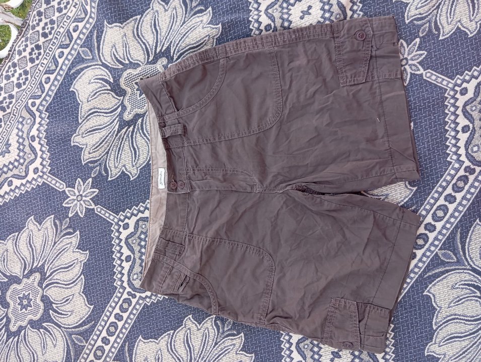 Düğmeli Kahve rengi  şort - Görsel 4