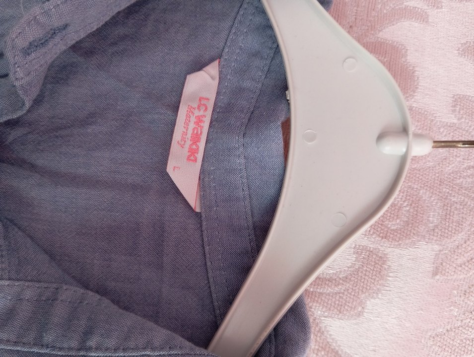 bebek mavisi Nakışlı Kadın Keten Gömlek - Görsel 4