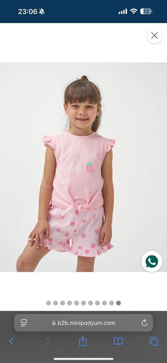 Pembe Kız Bebek Fırfırlı Kısa Kollu Takım - Görsel 2