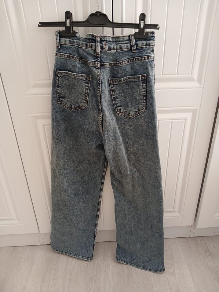 Gri Mavi Bol Kesim Kadın Kot Pantolon - Görsel 2