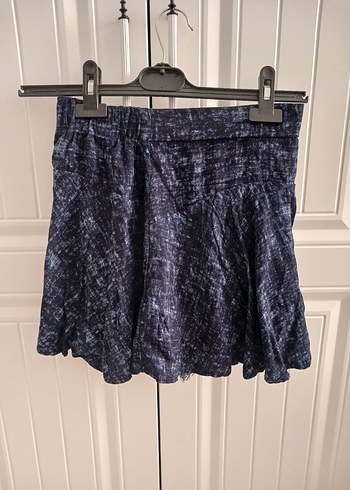 Mavi Batik Desenli Pilili Mini Şort Etek - Görsel 4