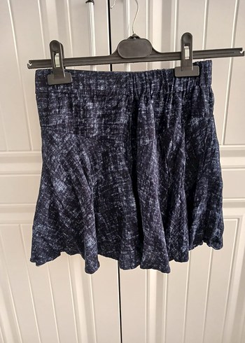 Mavi Batik Desenli Pilili Mini Şort Etek - Görsel 3