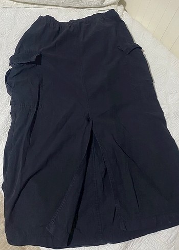 Siyah Zara Vintage Uzun Paraşüt Kumaş Yırtmaçlı Etek