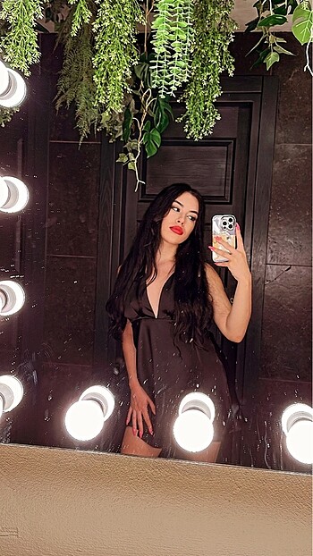 Zara Siyah Mini Elbise Saten