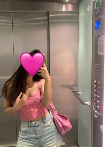 s Beden pembe Renk Koton Pembe Dantel İşlemeli Büstiyer