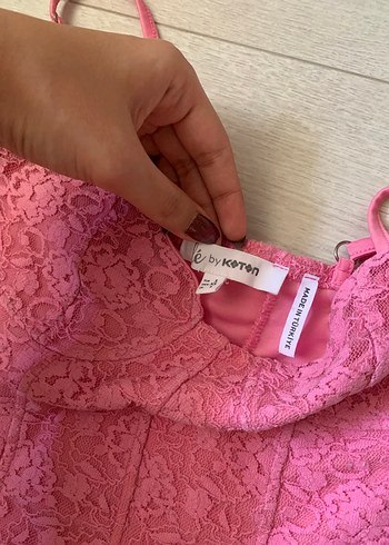 s Beden Koton Pembe Dantel İşlemeli Büstiyer