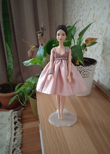  Beden Barbie Pembe Pastel Elbise