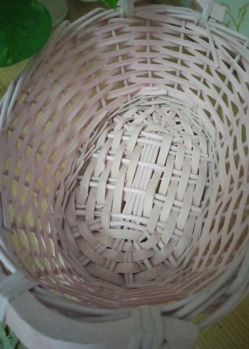  Beden Pastel Beyaz Hasır Sepet
