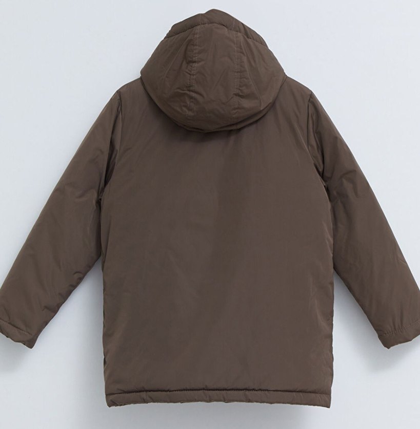 Kahverengi Kapüşonlu Erkek Çocuk Mont - Görsel 2