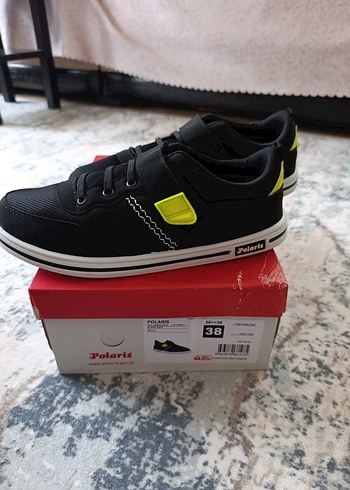 38 Beden Erkek Çocuk Siyah sneaker Spor Ayakkabı Cırt Cırtlı