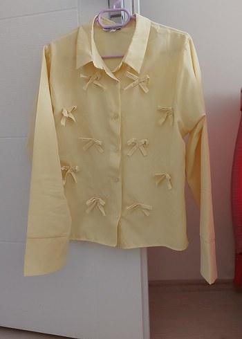 Sarı Düğmeli Kadın Uzun Kollu Gömlek - Görsel 5