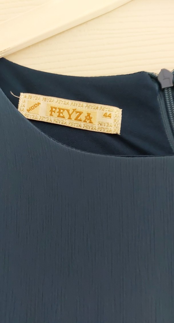 Uzun Mavi Drapeli Kadın Elbise - Görsel 5