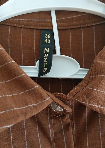 Düğmeli Uzun Kahverengi Kadın Elbise - Görsel 3