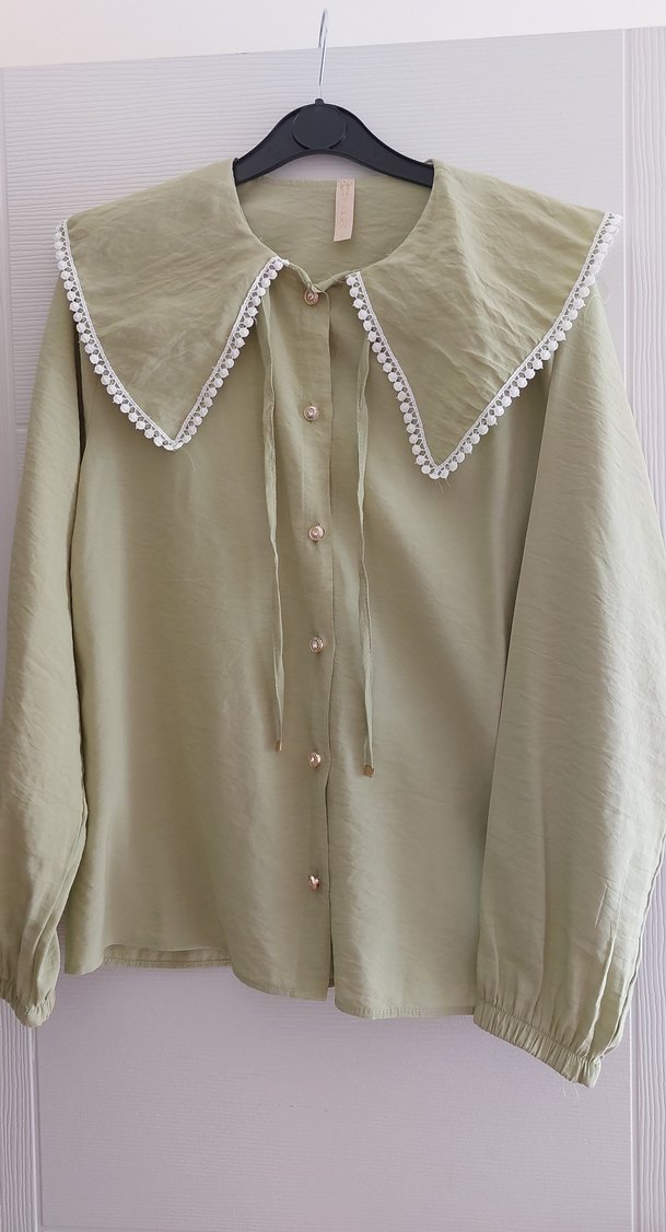 Düğmeli, Uzun Kollu Keten Gömlek - Görsel 2