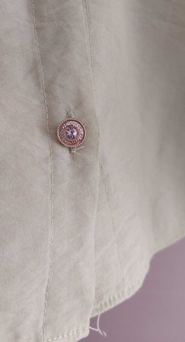 Düğmeli, Uzun Kollu Keten Gömlek - Görsel 5