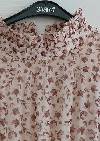 Bej Bohem Uzun Kollu V Yaka Elbise sifon astarli elbise - Görsel 7