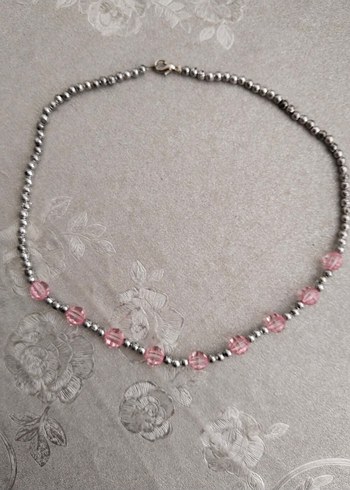 Pembe Boncuklu Gri Midi Kolye çocuk - Görsel 5