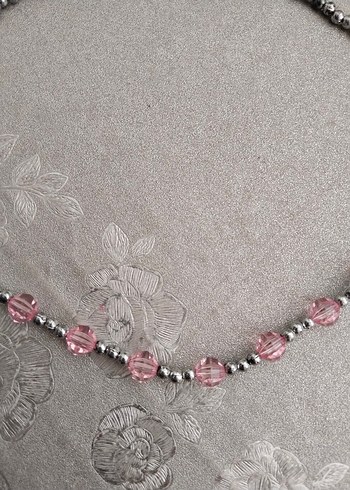 Pembe Boncuklu Gri Midi Kolye çocuk - Görsel 3