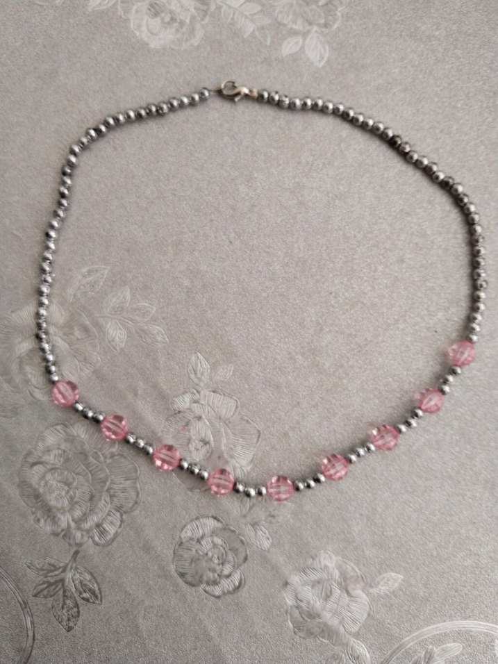 Pembe Boncuklu Gri Midi Kolye çocuk - Görsel 5