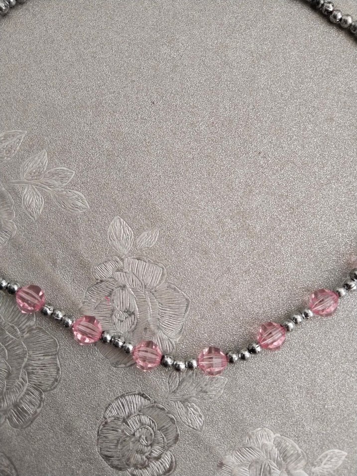 Pembe Boncuklu Gri Midi Kolye çocuk - Görsel 3