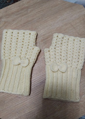 Beyaz Örgü Kadın Eldiveni - Görsel 4