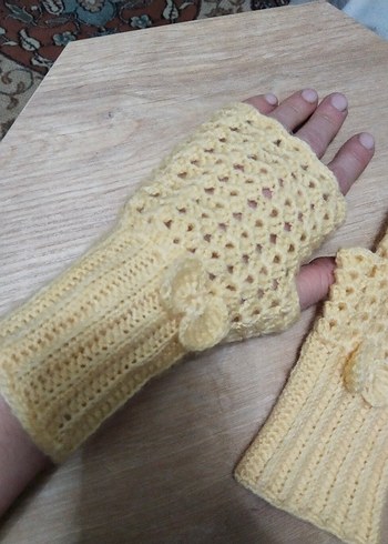 Örgü Bohem Bayan Eldiveni sarı - Görsel 8