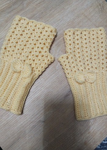 Örgü Bohem Bayan Eldiveni sarı - Görsel 3