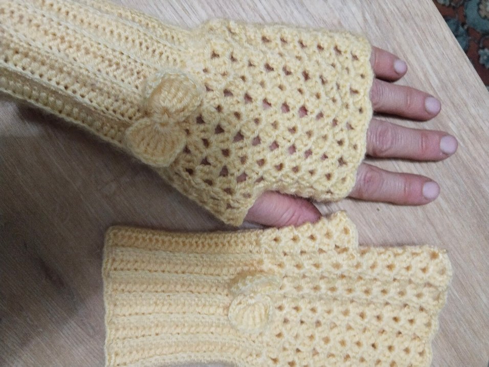 Örgü Bohem Bayan Eldiveni sarı - Görsel 4