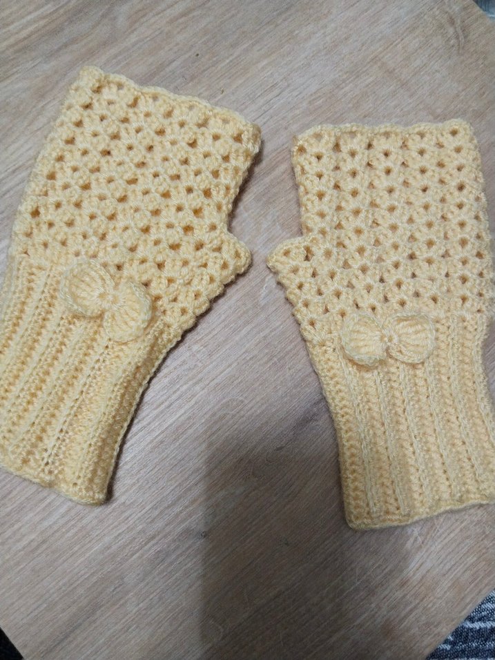 Örgü Bohem Bayan Eldiveni sarı - Görsel 3