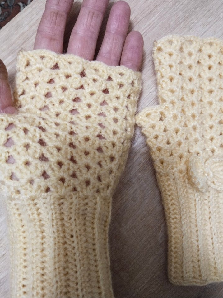 Örgü Bohem Bayan Eldiveni sarı - Görsel 5