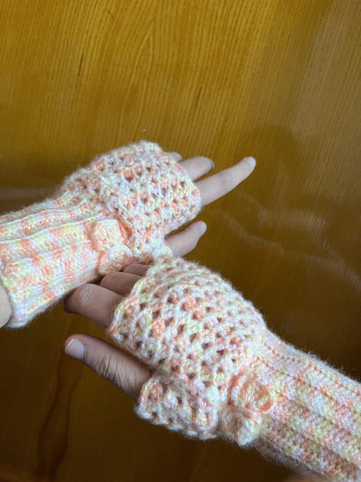 Pastel Renkli Örgü Parmaksız Eldiven - Görsel 3