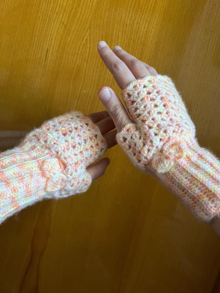 Pastel Renkli Örgü Parmaksız Eldiven - Görsel 2