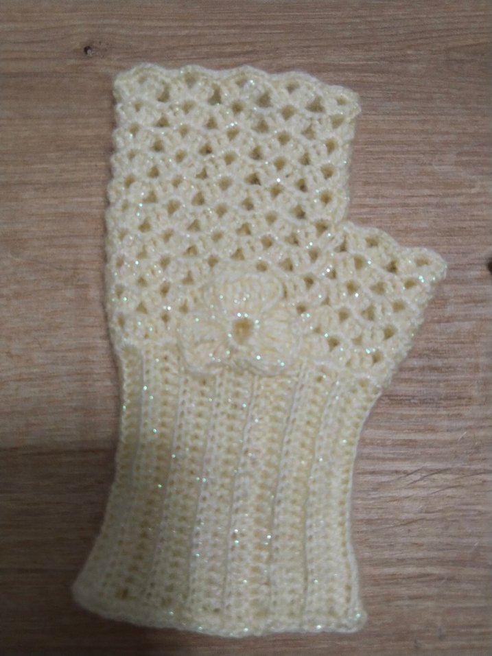 Beyaz Örgü Kadın Eldiven - Görsel 5