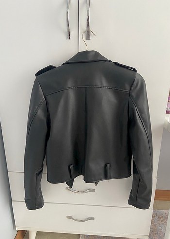 xs Beden siyah Renk Siyah Mini Biker Deri Ceket