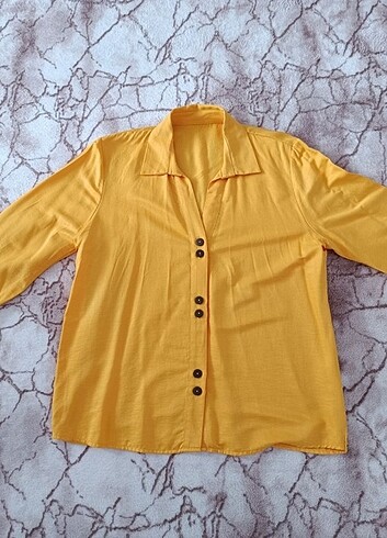xl Beden sarı Renk Bayan sarı gömlek 