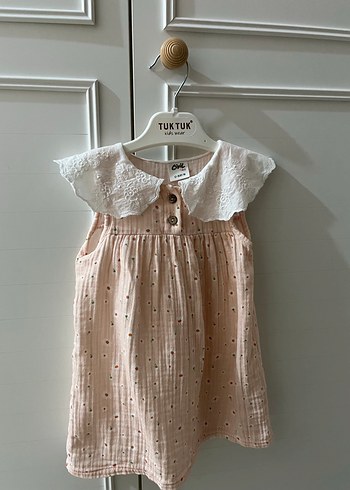 Pembe Pamuklu Fırfırlı Kız Çocuk Elbise