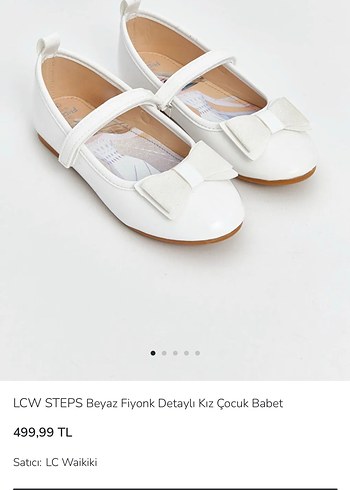 LCW STEPS Beyaz Fiyonk Detaylı Kız Çocuk Babet