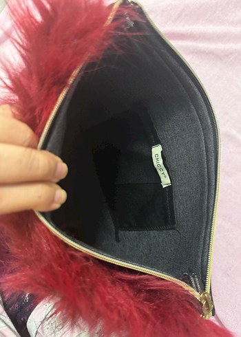 Chiccy Kırmızıtüylü Kadın Suni Kürk Detaylı çanta